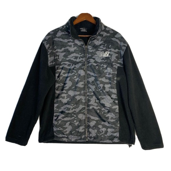 New Balance Black Fleece Full Zip Jacket Men's Size L Camo Print - Picture 1 of 11